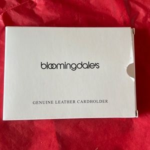 Brand new with box Bloomingdale’s black leather card holder